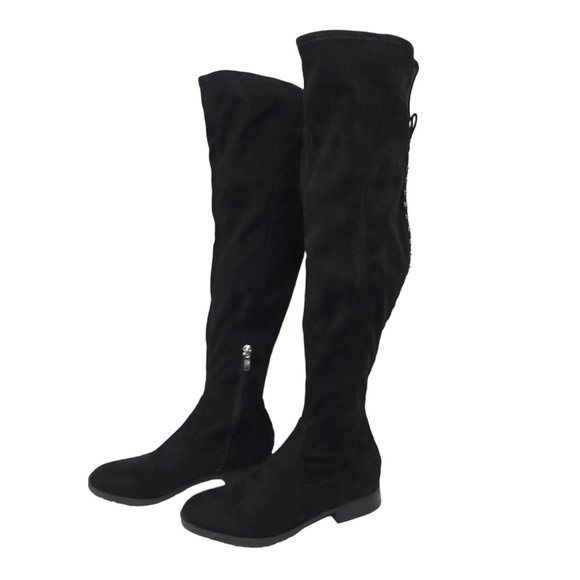 Marc Fisher Jaywalk Over The Knee Boots Womens Size 6M Faux Suede Studs Black - Picture 3 of 12